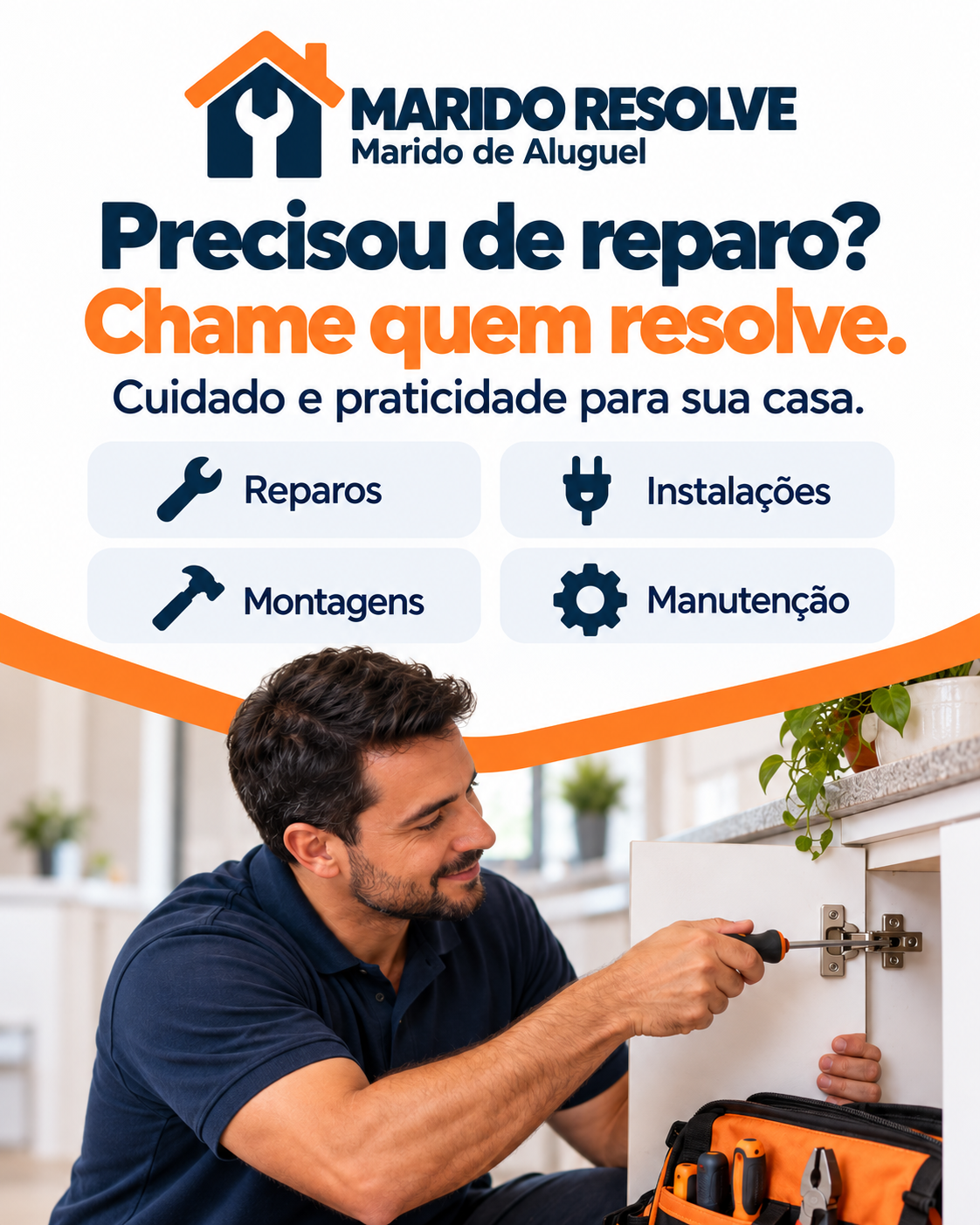 Profissional da Marido Resolve realizando um reparo em casa